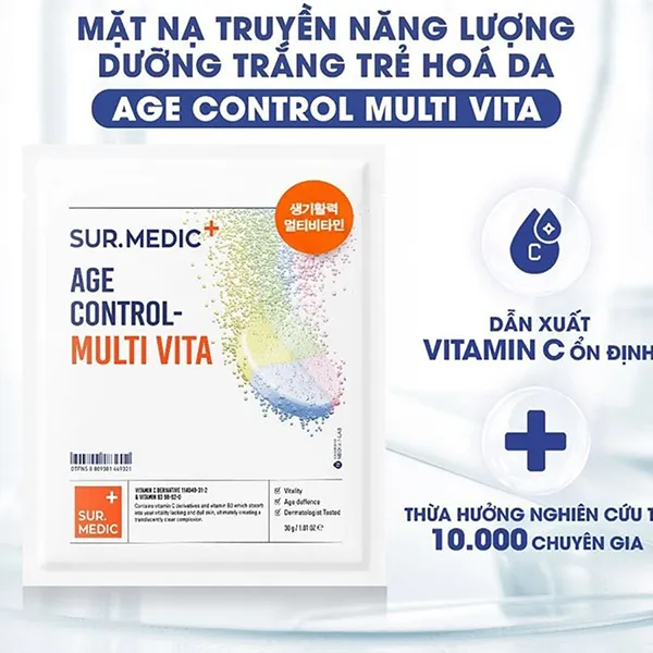 Mặt Nạ Cung Cấp Multi Vitamin Và Hỗ Trợ Dưỡng Sáng Da Sur.Medic+ Age Control-Multi Vita Mask 30g