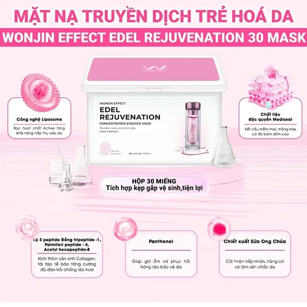 Mặt Nạ Wonjin Nâng Cơ Và Trẻ Hóa Da Effect Edel Rejuvenation Concentrated Essence Mask 30 Miếng