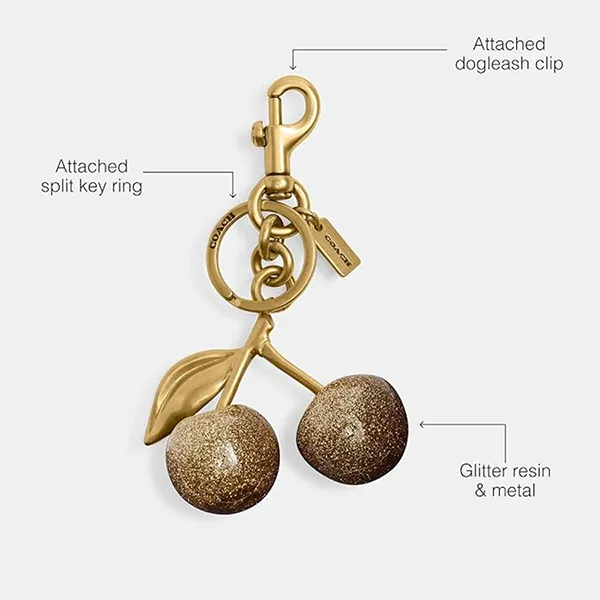 Móc Khóa Coach Resin Cherry Bag Charm Màu Vàng Gold