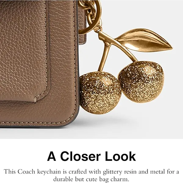 Móc Khóa Coach Resin Cherry Bag Charm Màu Vàng Gold