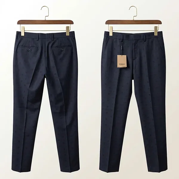 Quần Dài Nam Burberry Bleu Trousers With Embroidered Pattern TB 8056075 Màu Xanh Navy Size 50