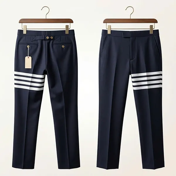 Quần Dài Nam Thom Browne Navy White Striped Trousers MTC001A-06146 415 Màu Xanh Navy Size 3