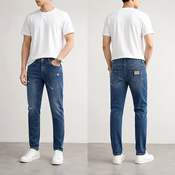 Quần Jean Nam Dolce & Gabbana D&G Slim Fit GY07CD G8KO3 S9001 Màu Xanh Đậm Size 46