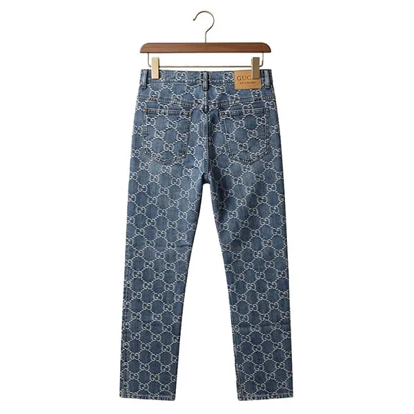 Quần Jean Nam Gucci Monogram 623953 XDCXD 4632 Màu Xanh Họa Tiết Size 32