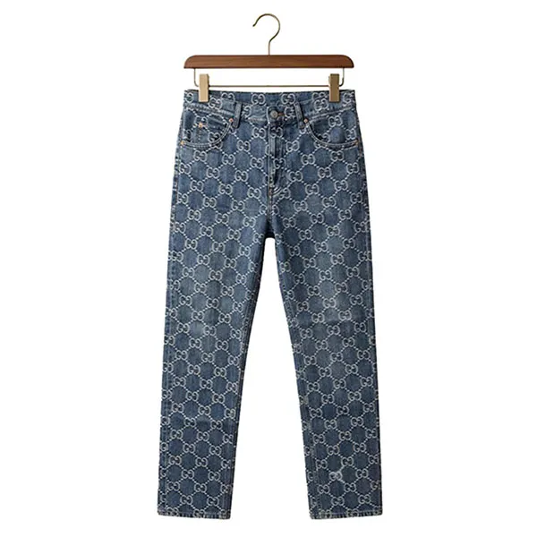 Quần Jean Nam Gucci Monogram 623953 XDCXD 4632 Màu Xanh Họa Tiết Size 32