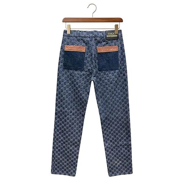 Quần Jean Nam Gucci Monogram 649092 XDBK1 4266 Màu Xanh Họa Tiết Size 32