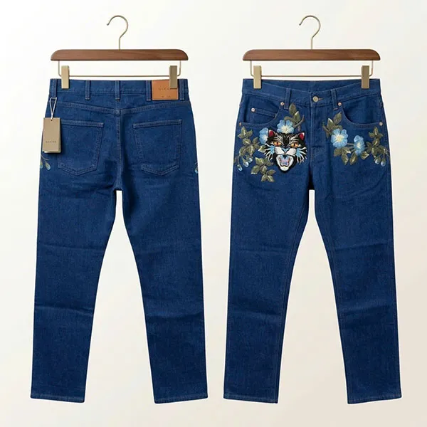 Quần Jean Nam Gucci 430368 XR611 4395 Màu Xanh Họa Tiết Size 32