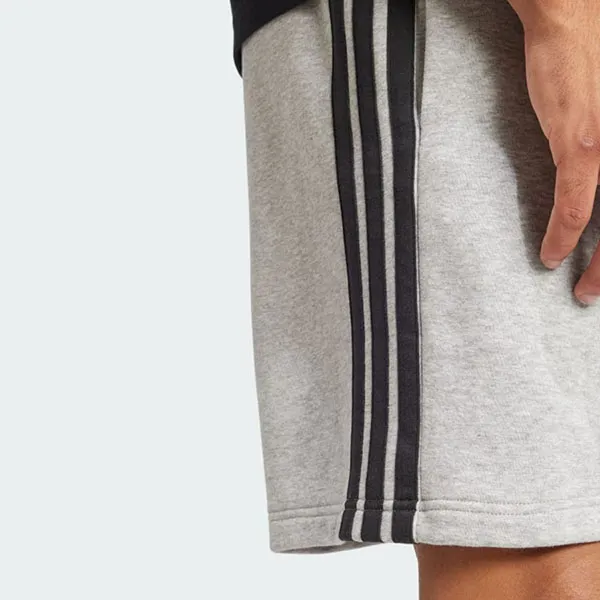 Quần Short Nam Adidas Essential 3-Striped Fishbone Knit JE6419 Medium Grey Heather/ Black Màu Xám Nhạt Size XS