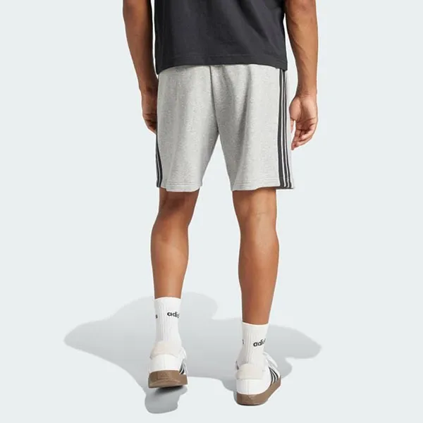 Quần Short Nam Adidas Essential 3-Striped Fishbone Knit JE6419 Medium Grey Heather/ Black Màu Xám Nhạt Size XS