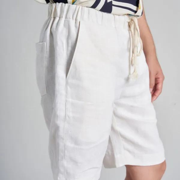 Quần Short Nam F2 Fashion & Freedom Linen Holidays Vibes SN35-T-29-0323 Màu Trắng Size 29