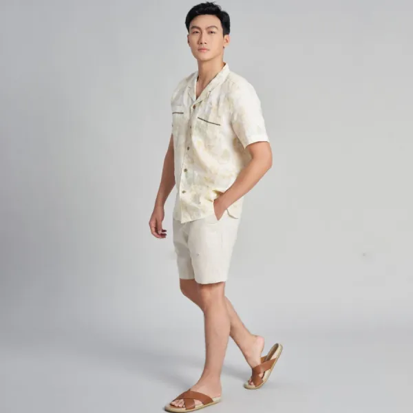 Quần Short Nam F2 Fashion & Freedom Linen Holidays Vibes SN36-TK-29-0323 Màu Trắng Kem Size 29