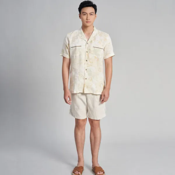 Quần Short Nam F2 Fashion & Freedom Linen Holidays Vibes SN36-TK-29-0323 Màu Trắng Kem Size 29