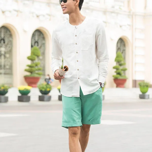 Quần Short Nam F2 Fashion & Freedom Linen SN32-XANH LÁ-29-0322 Xanh Bạc Hà Size 29