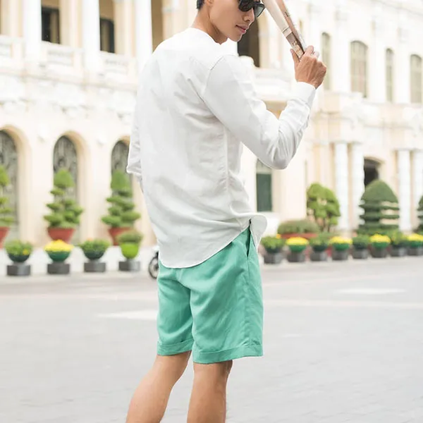 Quần Short Nam F2 Fashion & Freedom Linen SN32-XANH LÁ-29-0322 Xanh Bạc Hà Size 29