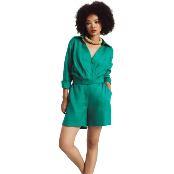 Quần Short Nữ F2 Fashion & Freedom Linen Free-Spirited QS88-XL-S-0723 Màu Xanh Lá Size S