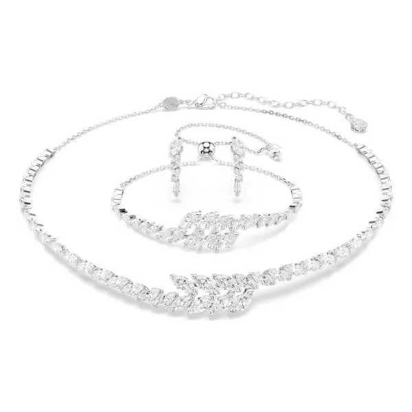 Set Dây Chuyền + Vòng Đeo Tay + Khuyên Tai Swarovski Mesmera Set Marquise Cut, White, Rhodium Plated 5762135 Màu Trắng