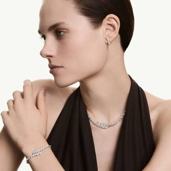 Set Dây Chuyền + Vòng Đeo Tay + Khuyên Tai Swarovski Mesmera Set Marquise Cut, White, Rhodium Plated 5762135 Màu Trắng