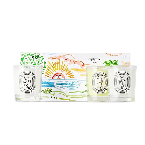 Set Nến Thơm Diptyque Candle Feuille de Lavande + Citronnelle + Verveine (3 x 70g)