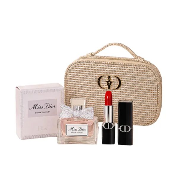 Set Nước Hoa Dior Miss Dior EDP 5ml + Son Dior Rouge Satin 999 Mini + Túi