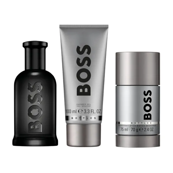 Set Nước Hoa Nam Hugo Boss Bottled 3 Món (Parfum 100ml + Gel Tắm 100ml + Lăn khử mùi 75ml)