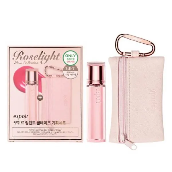 Set Son Dưỡng Môi Espoir Bare Glow Lip Balm 3g Pinch Rose + Túi Carabiner Pouch