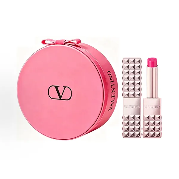Set Son Dưỡng Valentino Spike Disco Balm 302R Extra Pink Màu Hồng Tươi 2 Món