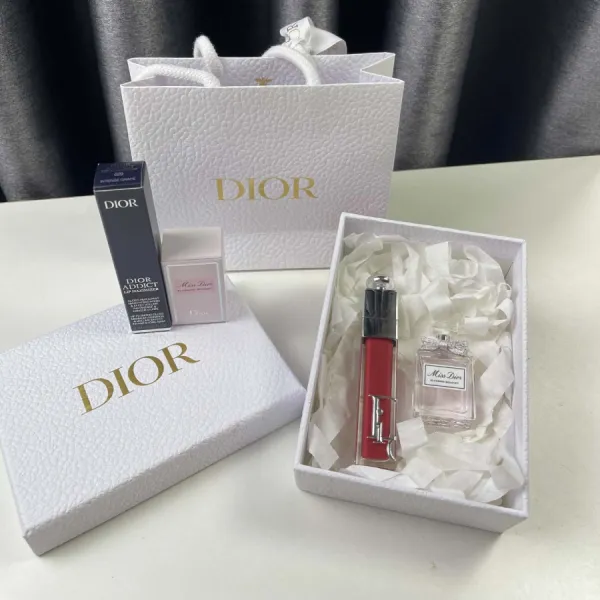 Set Son + Nước Hoa Dior 3 Món (Son 029 Intense Grape Màu Hồng Berry + Nước Hoa Miss Dior Blooming Bouquet EDT 5ml + Box quà)