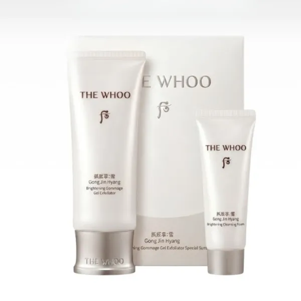 Set Tẩy Da Chết + Sữa Rửa Mặt Làm Sạch Sâu, Hỗ Trợ Làm Sáng Da Whoo Brightening Gommage Special Set 2 Món