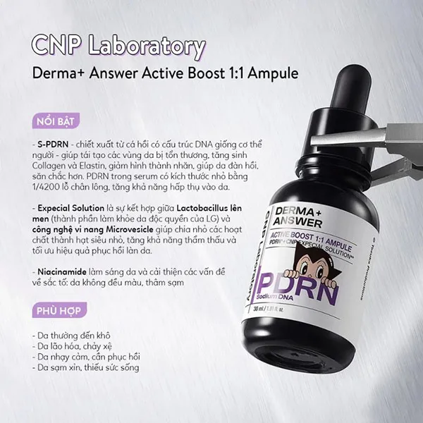 Set Tinh Chất Dưỡng Sáng, Căng Bóng Da CNP Derma Answer Active Boost Ampule 30ml x 2