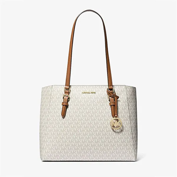 Set Túi Tote Michael Kors MK Charlotte Large 3-in-1 Signature Logo Bag 35F3GCFT9T Màu Trắng Nâu