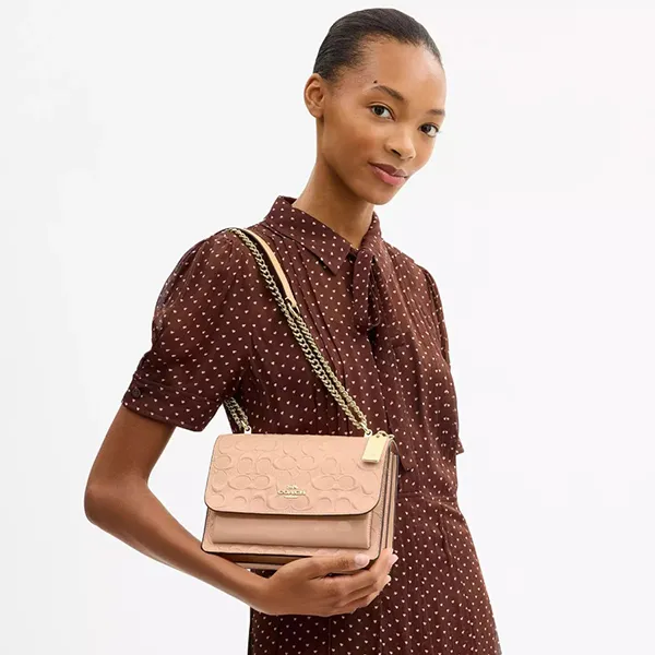 Set Túi + Ví Nữ Coach Signature Leather CEZ24 + CEN12 + CFI29 Màu Hồng Nhạt