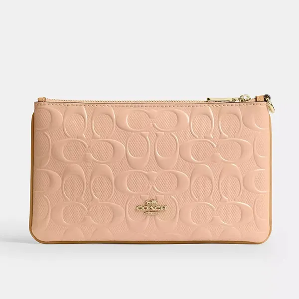Set Túi + Ví Nữ Coach Signature Leather CEZ24 + CEN12 + CFI29 Màu Hồng Nhạt