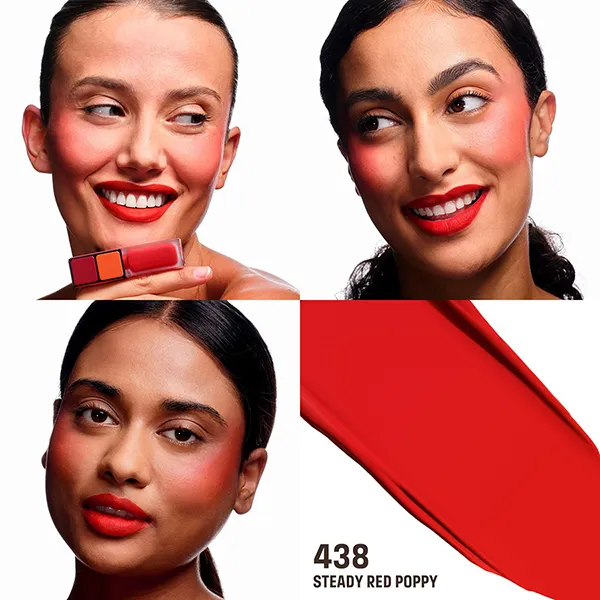 Son Kem Make Up For Ever Artist Liquid Color Multi-Use Lips & Cheeks 438 Steady Red Poppy Màu Đỏ Cam