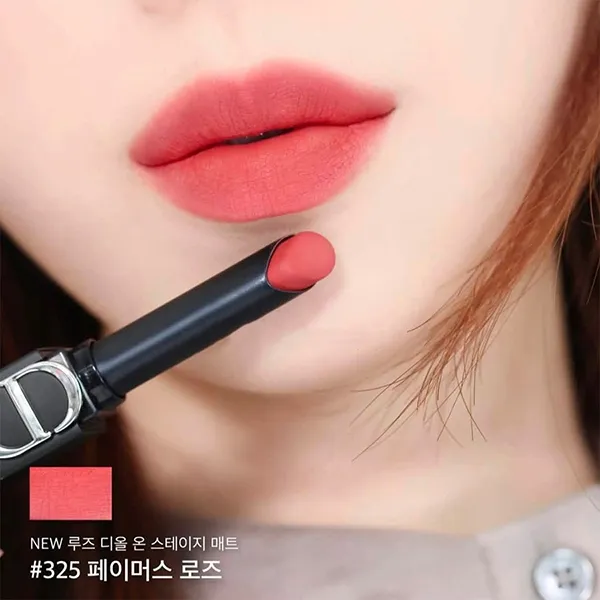 Son Lì Dior Rouge Dior On Stage Matte Lipsticks 325 Famous Rose Màu Hồng Cam 2.2g