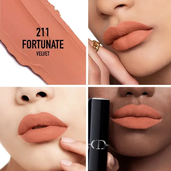 Son Lì Dior Rouge Limited Velvet 211 Fortunate Màu Cam Nude