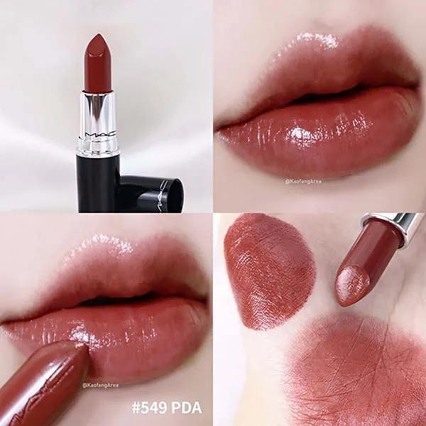 Son Mac Lustreglass Sheer-Shine Lipstick 549 PDA Màu Đỏ Nâu