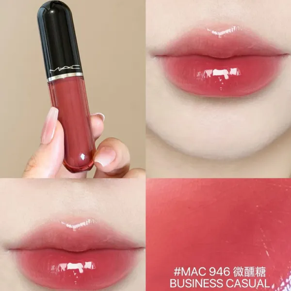 Son MAC Lustreglass Stainglass Lip Tint 946 Business Casual Màu Đỏ Nude Ấm
