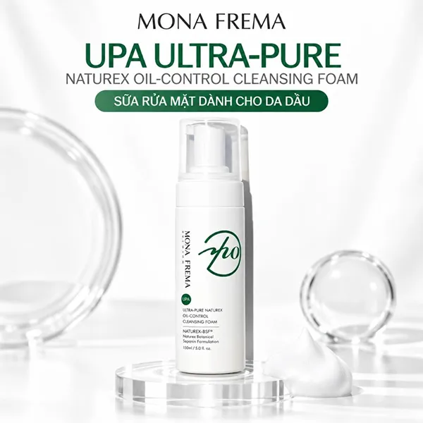 Sữa Rửa Mặt Tạo Bọt Làm Sạch Sâu Mona Prema UPA Ultra Pure Naturex Oil Control Cleansing Foam 150ml