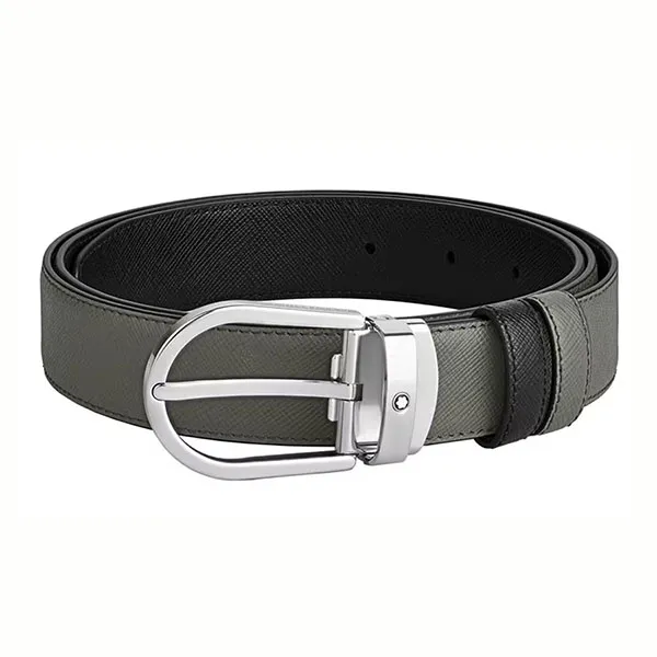 Thắt Lưng Nam MontBlanc Horseshoe Buckle ‘Black’ 220019 Màu Xám Đen