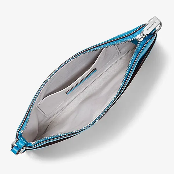 Túi Đeo Vai Nữ Michael Kors MK Jet Set Medium Pebbled Leather Convertible Wristlet 32F5SJ6F6L Màu Xanh Blue