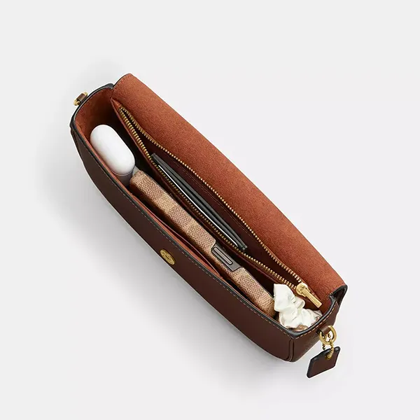 Túi Đeo Chéo Coach Brook Flap Chain Bag CAN90 Brass/Maple Màu Nâu