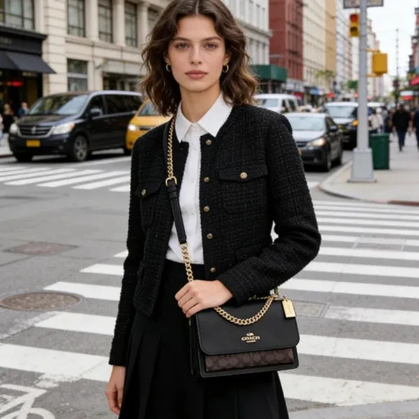 Túi Đeo Chéo Coach Klare Crossbody In Blocked Signature Canvas Màu Đen Nâu