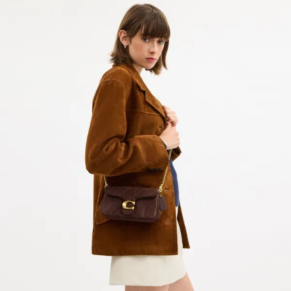 Túi Đeo Chéo Nữ Coach Tabby Chain Crossbody Bag 19 With Quilting CCD85 Màu Nâu Đậm
