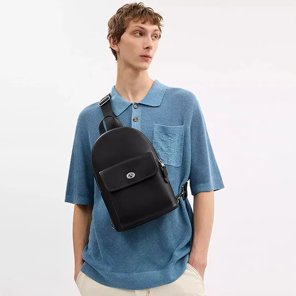 Túi Đeo Chéo Coach Turnlock Sling Pack CAJ72 Black Màu Đen