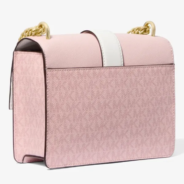 Túi Đeo Chéo Nữ Michael Kors MK Greenwich Small Color-Block Signature Logo Crossbody Bag 35S5GGRC1B Màu Hồng