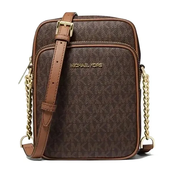 Túi Đeo Chéo Michael Kors MK Jet Set Travel Medium Logo Crossbody Bag Màu Nâu Đậm