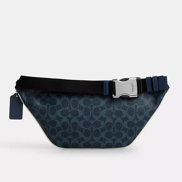 Túi Đeo Chéo Nam Coach Travis Belt Bag 35 In Signature Canvas CET44 Màu Xanh
