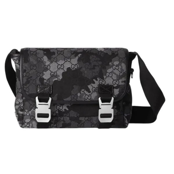 Túi Đeo Chéo Nam Gucci GG Canvas Small Crossbody Bag Màu Đen
