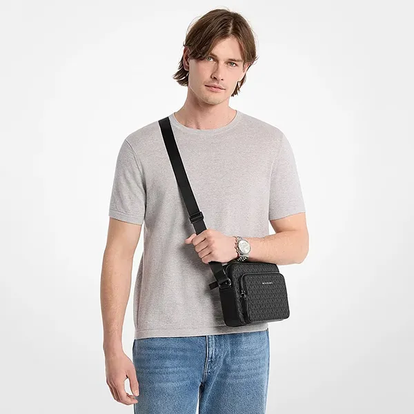 Túi Đeo Chéo Nam Michael Kors MK Cooper Signature Logo Flight Bag 37S6LCOC6X Màu Đen