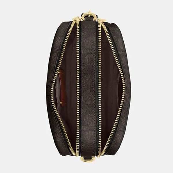 Túi Đeo Chéo Nữ Coach Carey Crossbody Bag In Signature Canvas CEK66 Màu Nâu Đen